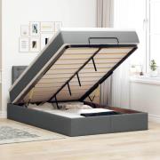 vidaXL Ottomansk säng med madrass och LED-lampor mörkgrå 120x200cm tyg