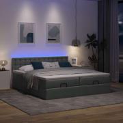 vidaXL Ottoman sängram med madrasser mörkgrå 180x200 cm tyg