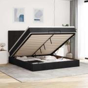 vidaXL Ottoman sängram med madrasser svart 200x200 cm tyg