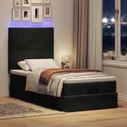 vidaXL Ottoman sängram med madrasser svart 90x200 cm sammet