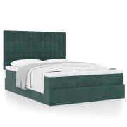 vidaXL Ottoman sängram med madrasser mörkgrön 140x200 cm sammet