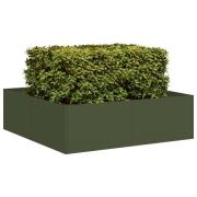 vidaXL Planteringskärl olivgrön 100x100x30 cm stål