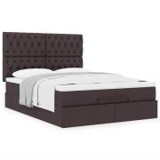 vidaXL Ottoman sängram med madrass mörkbrun 140x190 cm tyg