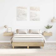 vidaXL Sängram utan madrass Sonoma ek 135x190 cm konstruerat trä