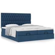 vidaXL Ottoman sängram med madrasser blå 180x200 cm tyg