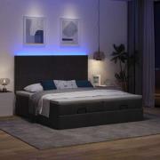 vidaXL Ottoman sängram med madrasser svart 180x200 cm tyg