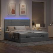 vidaXL Ottoman sängram med madrasser ljusgrå 200x200 cm tyg