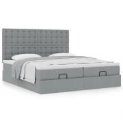 vidaXL Ottoman sängram med madrasser ljusgrå 200x200 cm tyg