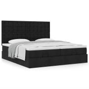 vidaXL Ottoman sängram med madrasser svart 180x200 cm tyg