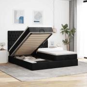 vidaXL Ottoman sängram med madrasser svart 180x200 cm tyg