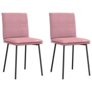 vidaXL Matstolar 2 st rosa sammet