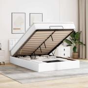 vidaXL Ottomansk säng med madrasser&LEDs ren vit 140x200cm konstläder