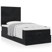 vidaXL Ottoman sängram med madrasser svart 90x200 cm sammet