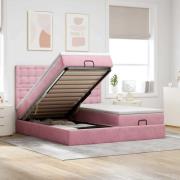 vidaXL Ottoman sängram med madrasser rosa 180x200 cm sammet