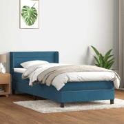 vidaXL Resårsäng med madrass mörkblå 90x220 cm sammet