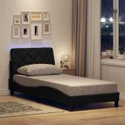vidaXL Bed Frame with LED without Mattress Black 80x200 cm Fabric