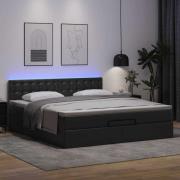 vidaXL Ottomansk säng med madrasser&LEDs svart 180x200cm konstläder