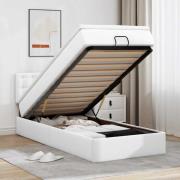 vidaXL Ottoman sängram med madrass vit 90x200 cm konstläder