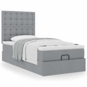 vidaXL Ottoman säng med madrass ljusgrå 100x200 cm tyg