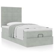 vidaXL Ottoman sängram med madrasser ljusgrå 90x200 cm sammet