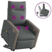 vidaXL Massagefåtölj med uppresningshjälp mörkgrå tyg