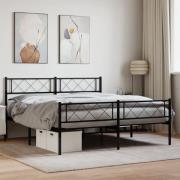 vidaXL Sängram utan madrass med fotgavel metall svart 160x200 cm