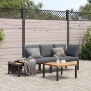 vidaXL Trädgårdssoffa med dynor 3 delar svart aluminium