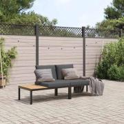 vidaXL Trädgårdssoffa med dynor 2 delar svart aluminium