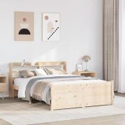 vidaXL Sängram med huvudgavel 150x200 cm massiv furu