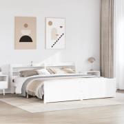 vidaXL Sängram med huvudgavel utan madrass vit 200x200 cm
