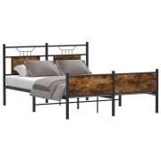 vidaXL Sängram utan madrass rökfärgad ek 137x190 cm konstruerad trä