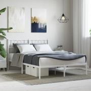 vidaXL Sängram med huvudgavel metall vit 160x200 cm