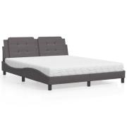 vidaXL Bed with Mattress "Zadar" Grey 160x200 cm Faux Leather