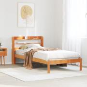vidaXL Sängram med huvudgavel vaxbrun 75x190 cm massiv furu