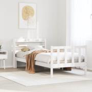 vidaXL Sängram utan madrass vit 75x190 cm massiv furu