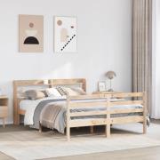 vidaXL Sängram med huvudgavel 120x200 cm massiv furu