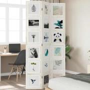 vidaXL Rumsavdelare 3 paneler vit massivt kejsarträ