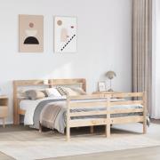 vidaXL Sängram med huvudgavel 120x190 cm massiv furu