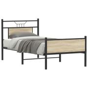 vidaXL Sängram utan madrass sonoma-ek 75x190 cm konstruerad trä