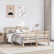 vidaXL Sängram med huvudgavel 150x200 cm massiv furu
