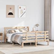 vidaXL Sängram med huvudgavel 140x190 cm massiv furu