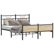 vidaXL Sängram utan madrass sonoma-ek 140x200 cm konstruerad trä