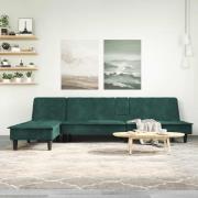 vidaXL L-formad bäddsoffa mörkgrön 255x140x70 cm sammet