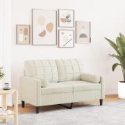 vidaXL 2-sitssoffa med prydnadskuddar gräddvit 120 cm sammet
