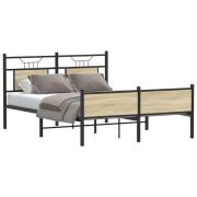 vidaXL Sängram utan madrass sonoma-ek 150x200 cm konstruerad trä