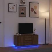 vidaXL TV-bänk med LED-lampor brun ek 100x41x50 cm