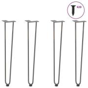 vidaXL Hårnålsformade bordsben 4 st naturstål 72 cm massivt stål