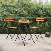 vidaXL Hopfällbart caféset 3 delar massiv teak och stål