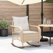 vidaXL Gungstol för trädgården med dynor beige konstrotting