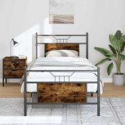 vidaXL Sängram utan madrass rökfärgad ek 75x190 cm konstruerad trä
